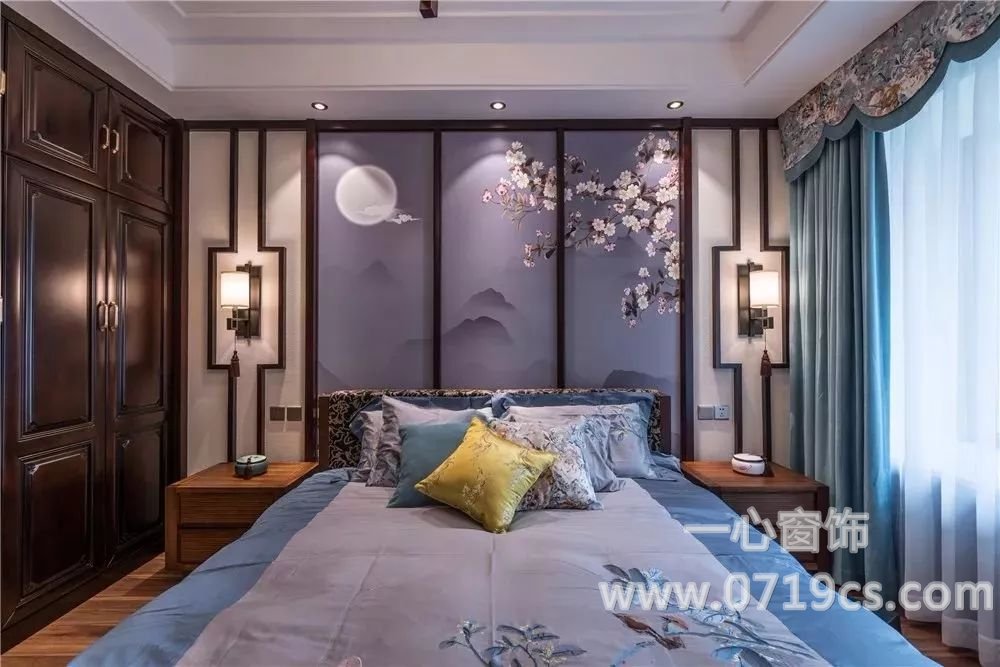 中式风格客厅卧室窗帘效果图